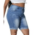 thumbnail image 5 of Gocolloa Womens Plus Size Jean Shorts Stretchy High Waisted Ripped Roll Hem Denim Bermuda Shorts 10" Inseam Light Blue 22W, 5 of 5