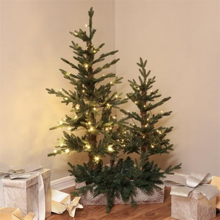 3ft and 4ft Pre-Lit Porch Artificial Trees with Log Base - Walmart.com