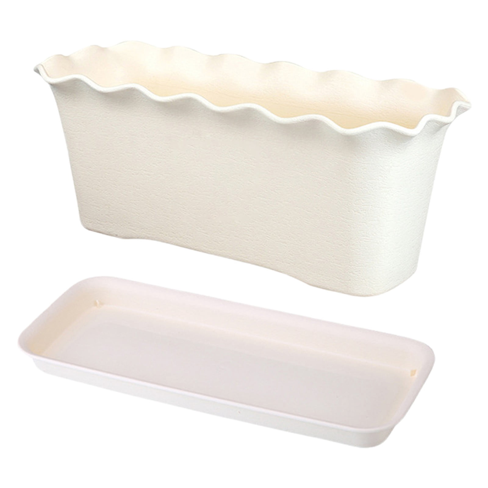 Window Box Planters Pots Rectangular Indoor Outdoor Planter With Drainage Tray Wave Edge Windowsill Planter For Herbs Vegetables Flowers Balcony Garden Home Decor Small Medium Planter Flower Pot