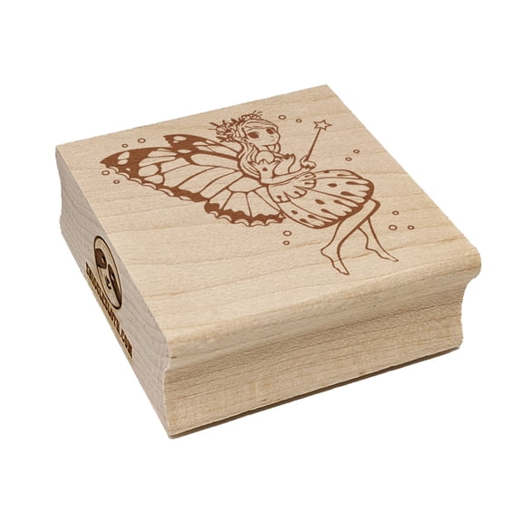 Cute Butterfly Pixie Fairy Girl Square Rubber Stamp Stamping Scrapbooking Crafting - Small 1.25in