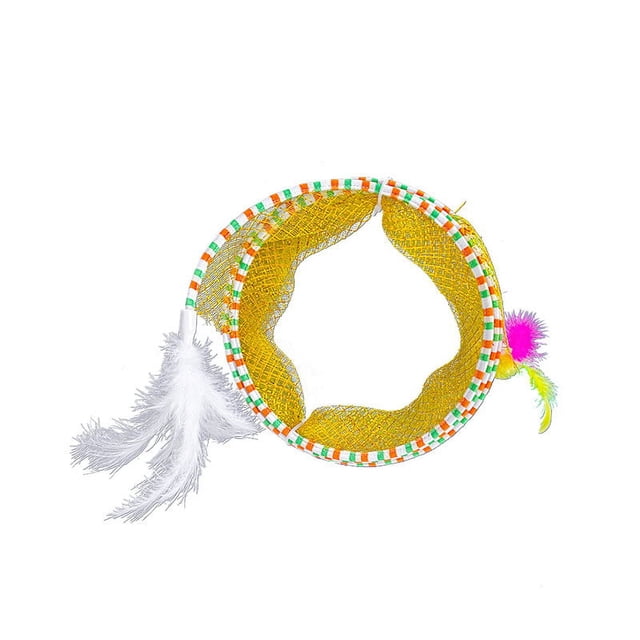 Juguete de túnel plegable para gatos de interior, 2 uds., juguetes plegables para gatos con resorte para mascotas con ratón de plumas, juguete interactivo mejorado