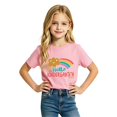 thumbnail image 4 of JCCXIN Toddler Baby Girls Back To School T-Shirts Kindergarten First Day Of School Clothes Sun Rainbow Graphic Tops Crew Neck Short Sleeve Loose Fit Lovely Street Casual Daily Wear,Pink,4-5 Years, 4 of 4