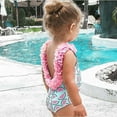 thumbnail image 5 of naisibaby Toddler Kids Girls Cute Printed Bikini, Baby Ruffles One-piece Swimsuit Green 3 T, 5 of 9