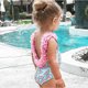 thumbnail image 5 of Traje de baño de una pieza Herrnalise para niñas, sin mangas, con dobladillo con volantes, para bebés, moderno y bonito bikini con estampado de frutas, de 1 a 5 años, verde, 5 of 8