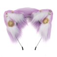 thumbnail image 2 of Diadema con orejas de lobo rojo, accesorios para cosplay, banda para el cabello oscura, tocado, horquilla, negro oscuro, 2 of 6
