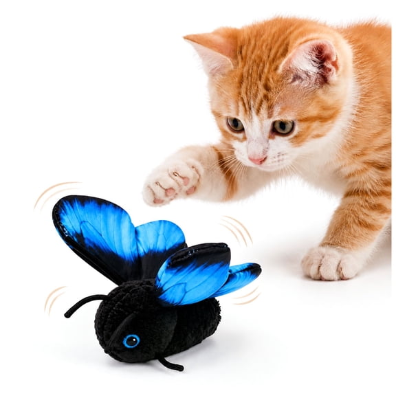 Smart Sensing Flapping Butterfly Cat Toy, Electric Rechargeable Interactive Toy with Realistic Wing Motion, Sensor Triggered Self-Play for Indoor Cats