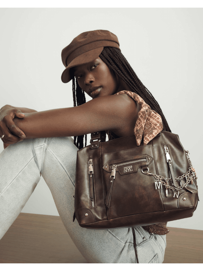 USA製 MADDEN MARKSMAN BLACK Madden NYC Women's Medium Satchel Handbag, Brown - Walmart.com