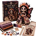 thumbnail image 2 of DIY Butterfly Soul Patchwork Doll Sewing Kit, Sugar Skull Fairy Fabric Doll Making Supplies, Complete Embroidery Craft Set for Adults Beginners, Day of The Dead Handmade Decor Gift 20cm, 2 of 4