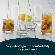 Libbey Cabos 16-Piece Rocks and Tumbler Glasses Set, Angled Glass Cups Set for Water, Juices, and More, Dishwasher-Safe Modern Glassware
