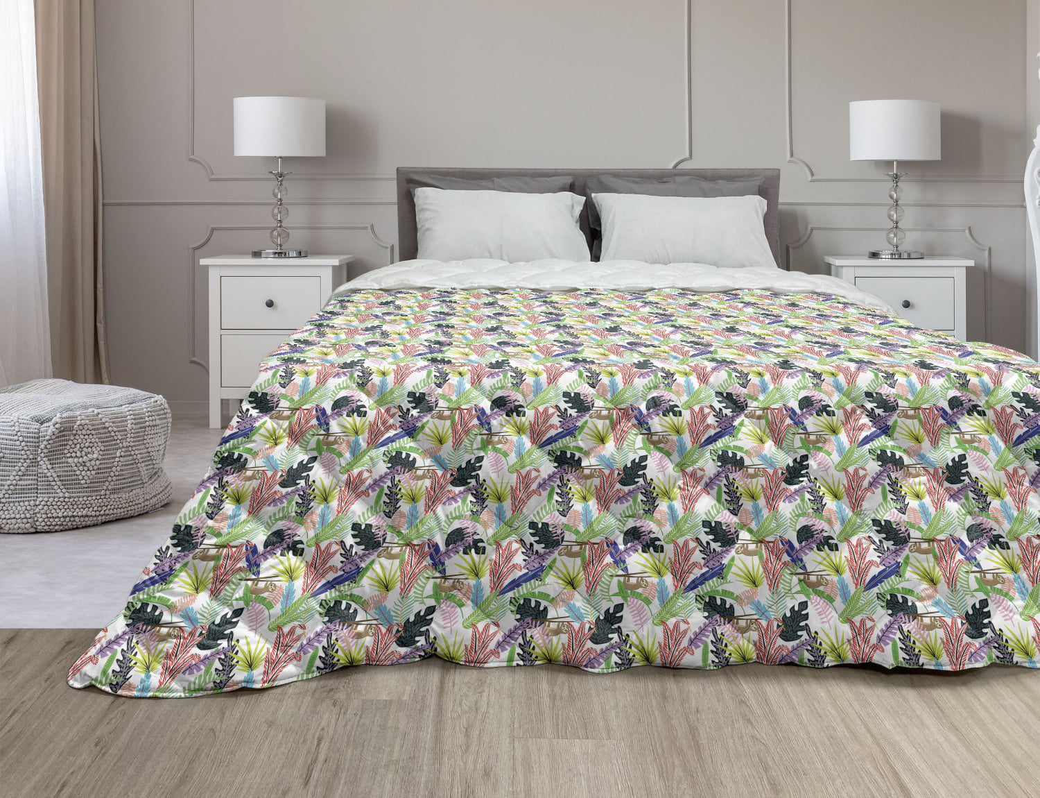 Details about   Tropical Palm Trees & Hawaiian Hibiscus Beach Twin Comforter Set 6Pc Bed In Bag 