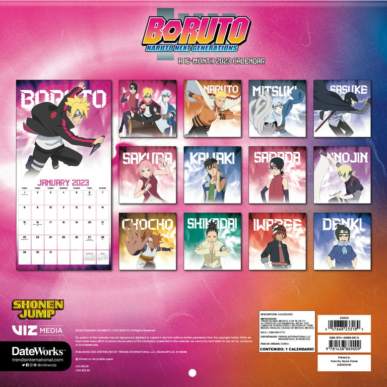 Trends International 2023 Boruto: Naruto Next Generations Wall Calendar &  Magnetic Frame 