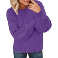 thumbnail image 6 of Womens Cable Knit Sweater Long Sleeve Round Neck Comfortable Loose Fit Top, 6 of 9