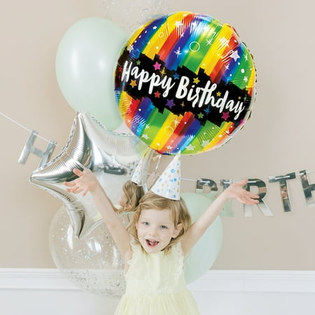 Way To Celebrate 18-Inch Round Multicolor Foil Happy Birthday Balloon