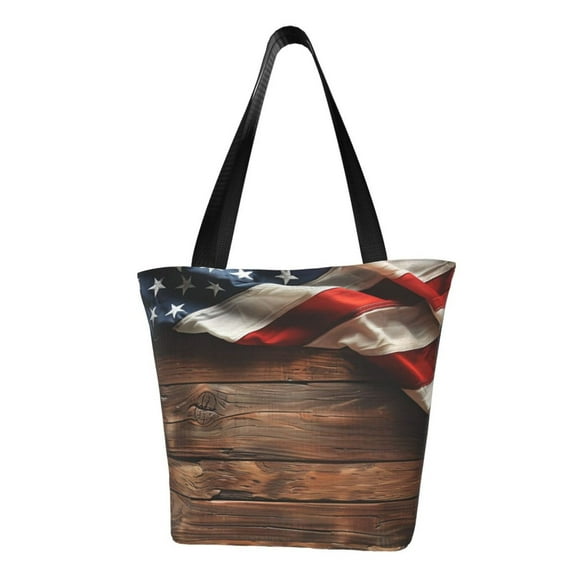 Honeii Rustic American Flag Wood Print Women Top Handle Satchel Handbags,Fashion Handbag,Messenger Tote Bag Purse for Women,Shoulder Bag Handbag for Travel, Work