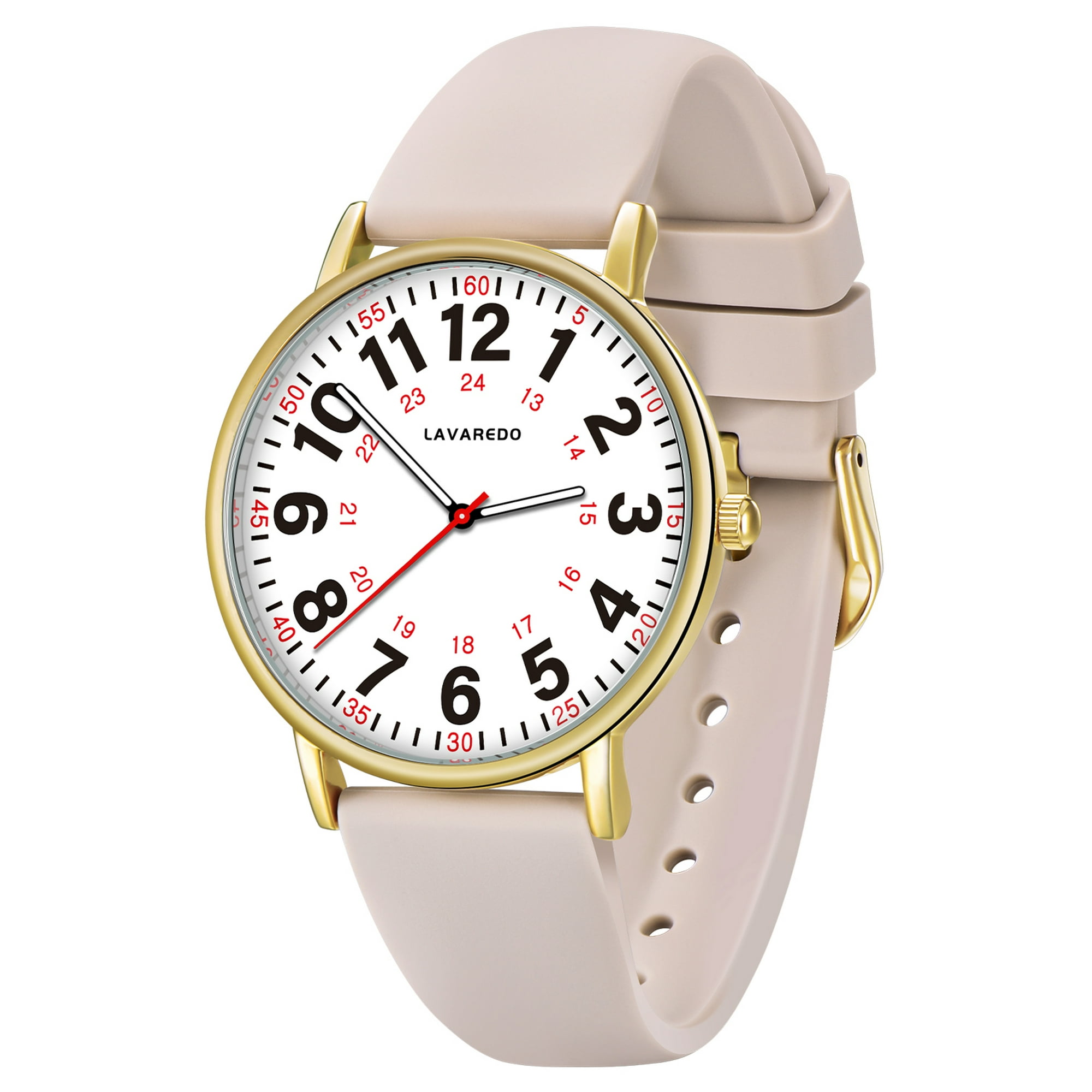 Watches for Women Ultra-Thin Waterproof Nurse Watch with Silicone Band,Military Time Luminous Easy Read Dial Watch Birthday Gift for Women Men