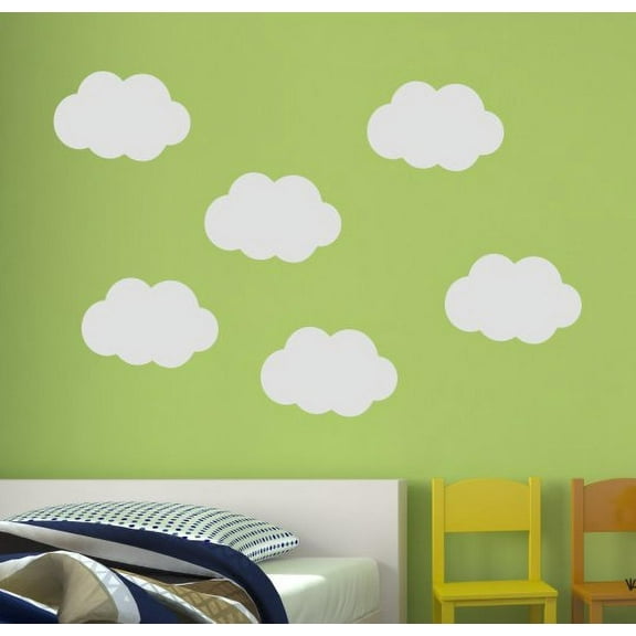 Nursery Wall Stickers Clouds Vinyl Wall Art for Kids Room Decor, 6pc, 12-Inch, Tumbleweed