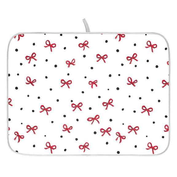Ryvnso Bows Print Dish Drying Mat for Kitchen Countertop 16x18 Small Dish Pad Drainer Rack Dish Sink Mats