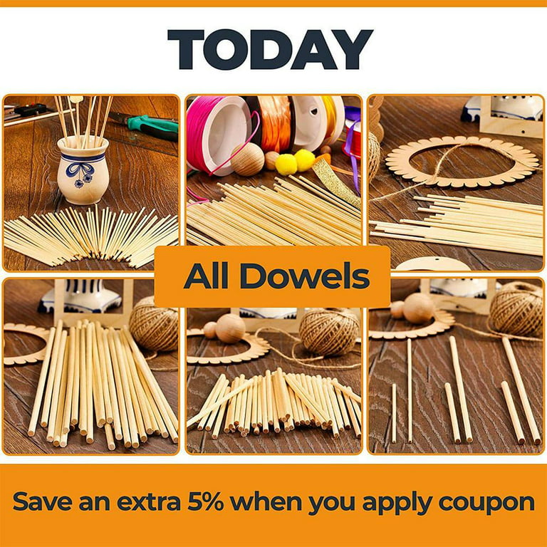 Round Wooden Dowel Rods Wood Sticks Unfinished Birch Craft 25/50 Pcs Art  F2K2 