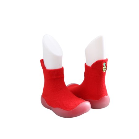 

Difumos Baby Girls Boys Floor Slippers Rubber Sole Sock Boot Anti Collision Crib Boots Outdoor Lightweight House Slipper Non-Slip Embroidered Socks Red 8C