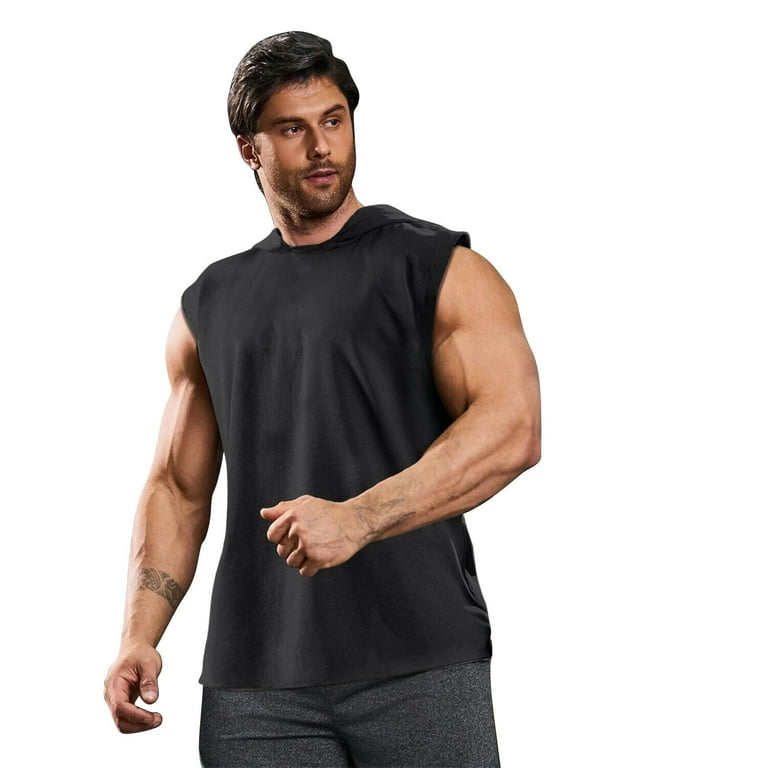 Liwarace Men's Bodybuilding Sleeveless Hoodie Gym Tank Top Muscle