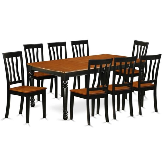 East West Furniture DOAN9-BCH-W 9 Piece Kitchen Tables & Chair set, Black & Cherry