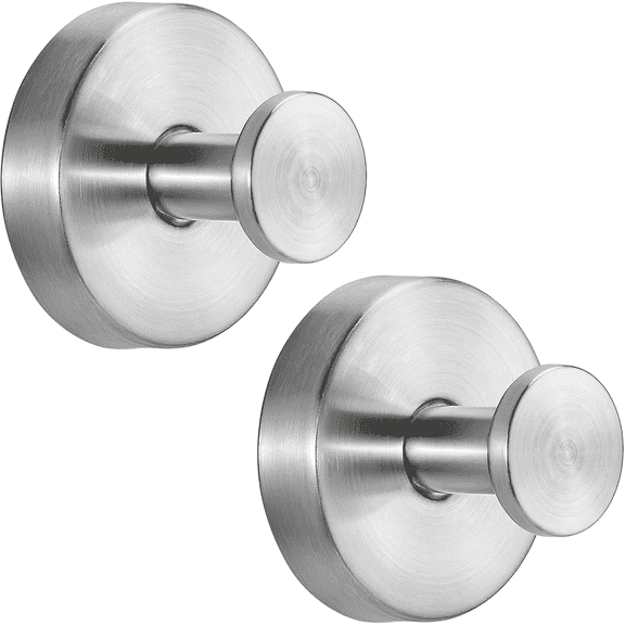 Suction Cup Hooks for Shower No-Drill Bathroom Hooks for Towels, Robes, Loofah Mountable on Bathroom Walls, Kitchen, Glass, Mirrors, Tile and Smooth, Non-Porous Surfaces (2, Brushed Nickel)
