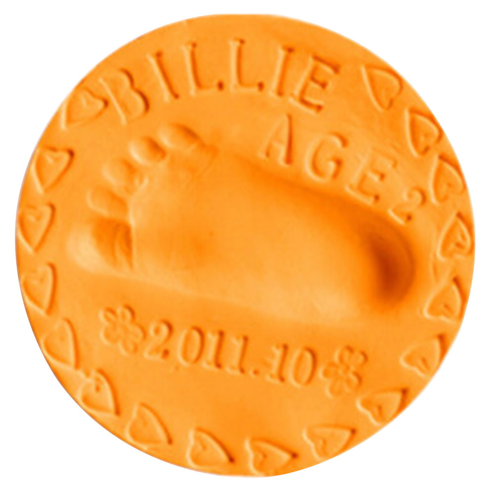 Soft Air Dry Clay Baby Kids Hand print Footprint Imprint Casting Keepsake Orange 