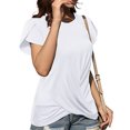 thumbnail image 5 of TEMOFON Blouses for Women Plus Size Summer Loose Fit Blouses Casual Round Neck Short Sleeve T Shirt Fashion Criss Front Solid White Tee Size XXL, 5 of 5
