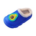thumbnail image 2 of Tfken Toddler Kids Girls Slippers Fruit Print Closed Heel Fuzzy Plush Lining Indoor House Shoes Blue Size 3.5-4 Years, 2 of 6