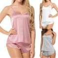 thumbnail image 2 of Pyjama d'Été pour Femmes en Soie Dentelle Décolleté en V Profond, 2 of 5