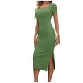 thumbnail image 5 of Blmnix Wrap Dress Dress Women Sexy Dresses Bodycon Dresses Short Sleeve Square Neckline Cocktail-Length Summer Dresses for Women 2026,XL, 5 of 9