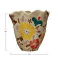 thumbnail image 2 of Creative Co-Op Hand Painted Stoneware Planter with Painted Florals, Multicolor, 2 of 5