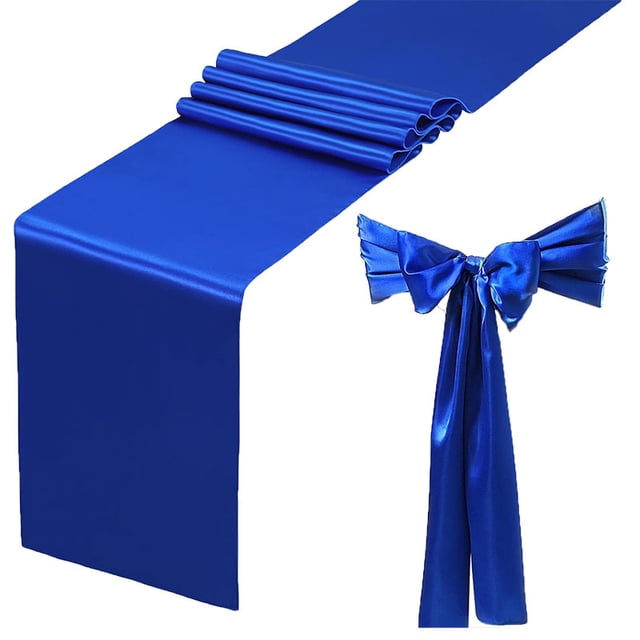 Set de 6 Caminos de Mesa de Satén Azul Real de 12x108 Pulgadas para Decoración Elegante en Bodas Banquetes y Fiestas