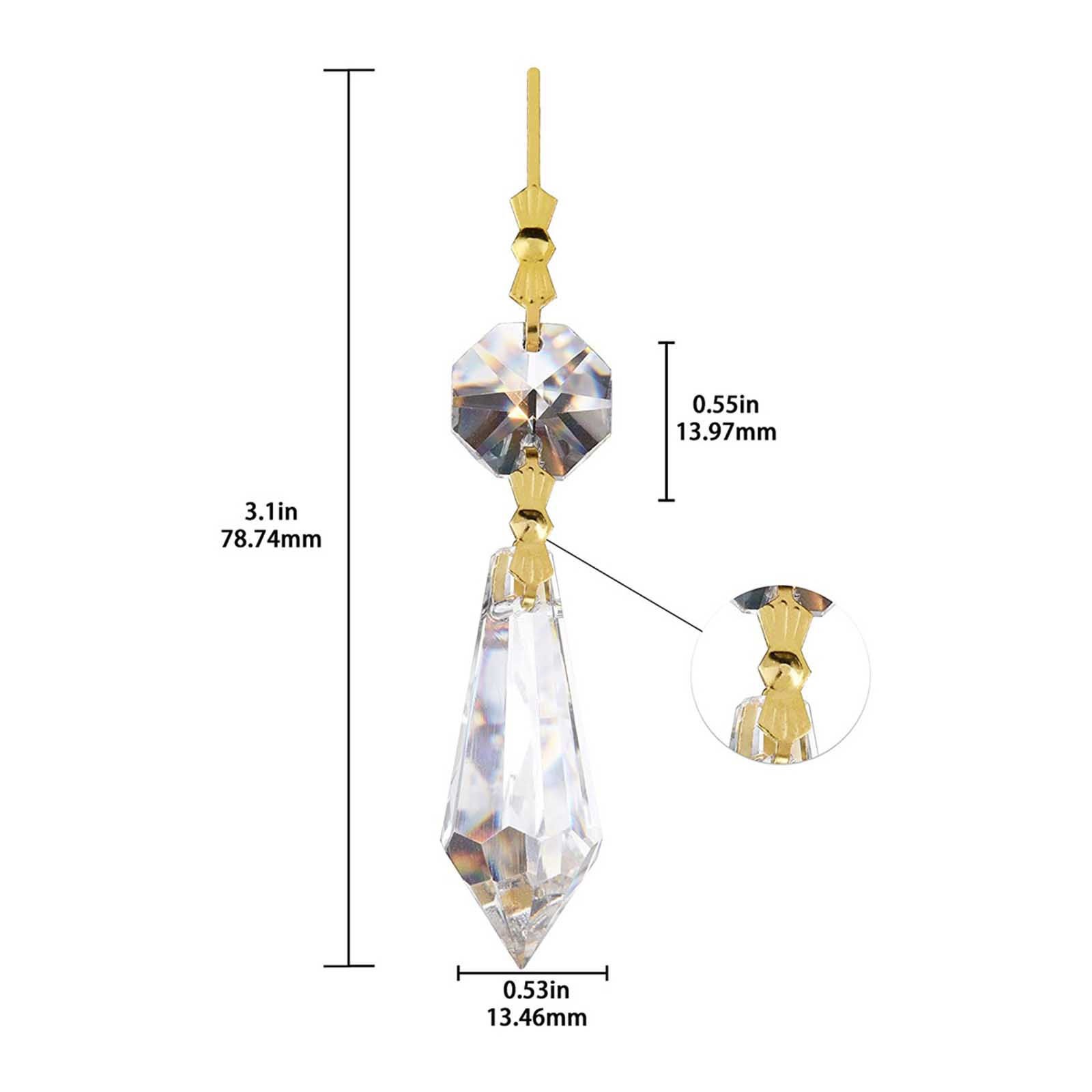 20pc Clear Crystal Chandelier Icicle Prisms – Beaded Hanging Lamp Parts Gold Decor