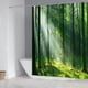 thumbnail image 4 of Cortina de ducha de bosque de 4 piezas, amanecer a principios de otoño, bosque caducifolio, imagen de temporada de bosque salvaje, juego de decoración de baño de tela con ganchos, 4 of 6