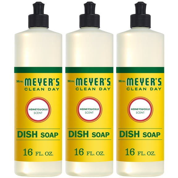 Mrs. Meyer’s Clean Day Liquid Dish Soap, Honeysuckle, 16 ounce bottle (Pack of 3)