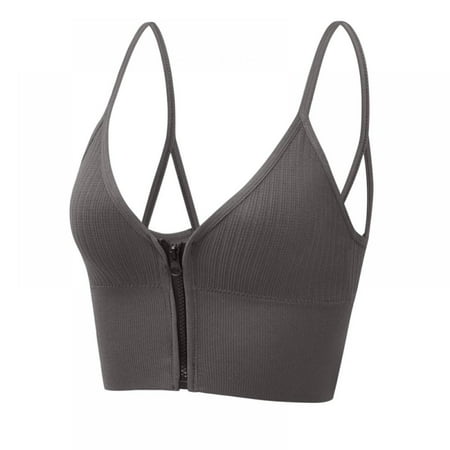 

Women s Zip Front Sports Bras Push Up Bra Ribbed Crop Top Workout Yoga Sports Bra With Removable Pads