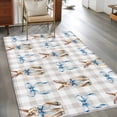 thumbnail image 2 of 3'x5' Rug for Living Room Bedroom, Easter Washable Area Rugs Non-Slip Carpet Mats, Spring Cute Bow Rabbit Grey White Buffalo Plaid Indoor Low Pile Area Rug Runner for Kitchen, Mudroom, 2 of 8