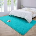 thumbnail image 4 of Homore Modern Shaggy Velvet Carpet for Living Room, 4' x 5.3' , Blue, 4 of 7
