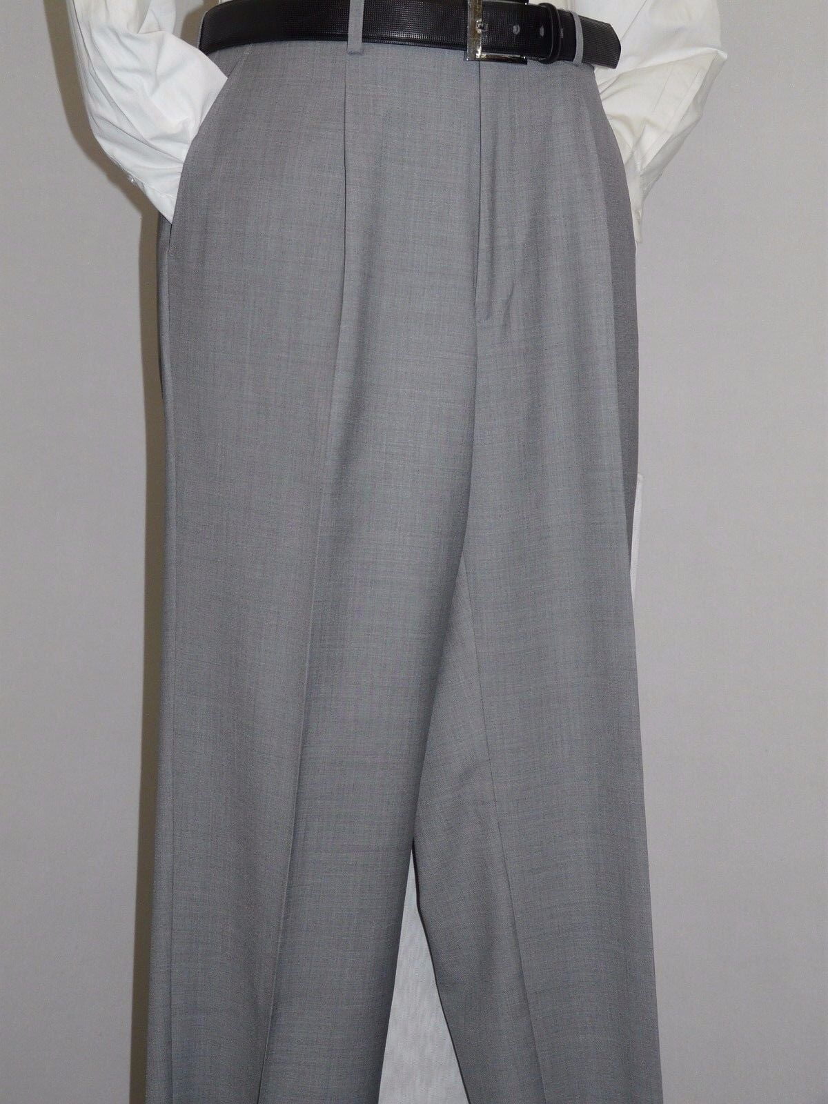 Men's Gray Poly/Wool Easy-Care Untailored LOUIS PHILIPPE Avant Dress Pants  34 Me