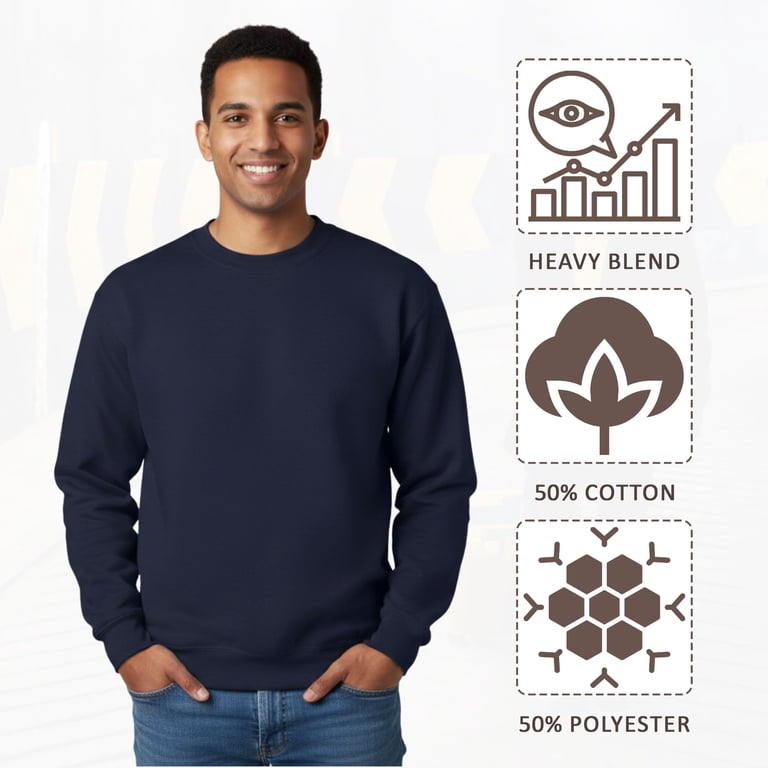 Gildan Heavy Blend Crewneck Sweatshirt - Men's Classic Pullover Sweatshirt, Ash Color