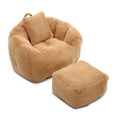 thumbnail image 3 of Newest Shell-Shaped Faux Fur Lounger with Footstool, khaki Bean Bag Chair for Princess Room & Fantasy Corner, 3 of 10