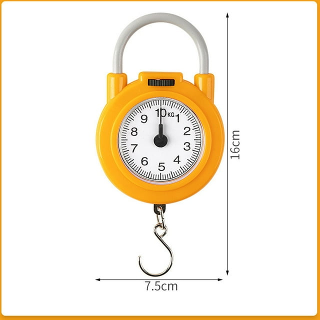10kg Portable Mechanical Scale Hanging/Fish/Crate/Kitchen Scale Hook Multipurpose Household Scale-Yellow
