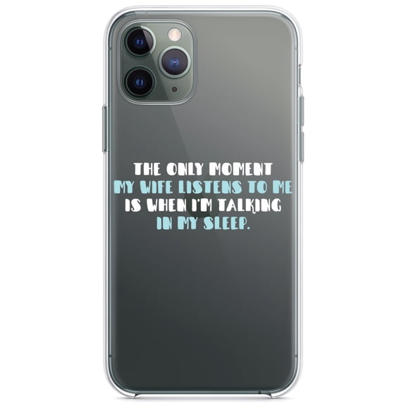 DistinctInk Clear Shockproof Hybrid Case for iPhone 13 (6.1" Screen) - TPU Bumper Acrylic Back Tempered Glass Screen Protector - Life Only Listens When I Talk In My Sleep