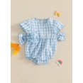 thumbnail image 4 of Baby Toddler Girls Romper, 3 6 12 18 Months Short Sleeve Crew Neck Plaid Bow Infant Bodysuit Summer Clothes, 4 of 9