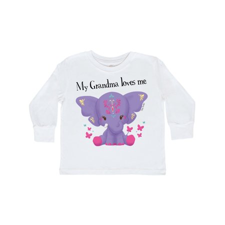 

Inktastic Yara Grandma Loves Me Purple Elephant Butterflies Gift Toddler Boy or Toddler Girl Long Sleeve T-Shirt