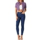 thumbnail image 2 of Chaqueta de mezclilla recortada para mujer INSPIRE CHIC, de manga corta, con botones, color morado, 2 of 6