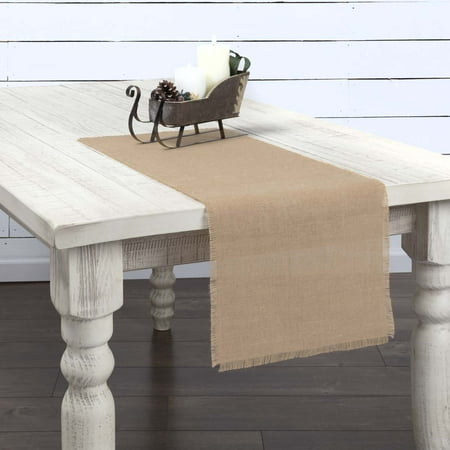 Burlap Runner Natural Tan Seasonal Decor Jute Burlap Natural Jute Textured Solid Color Rectangle 13x36 Runner ()