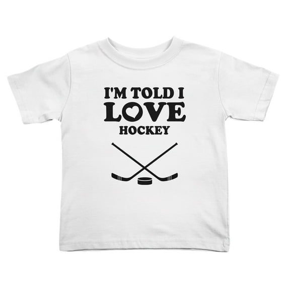 I'm Told I love Hockey Cute Toddler T Shirts for Boys Girls (White, 4T)