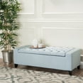 thumbnail image 2 of GDF Studio Alta Contemporary Tufted Storage Ottoman, Light Sky Blue Fabric and Dark Brown, 2 of 13